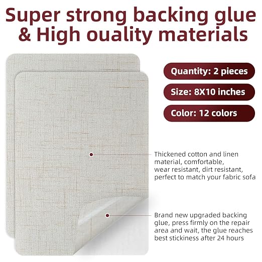 Self-Adhesive Fabric Repair Patches, Large Size 8X11 inch Linen Furniture - Image 2