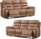 ANJ Power Oversized Reclining Sofa Couch Set of 2, Breathable Faux Leather - Image 8