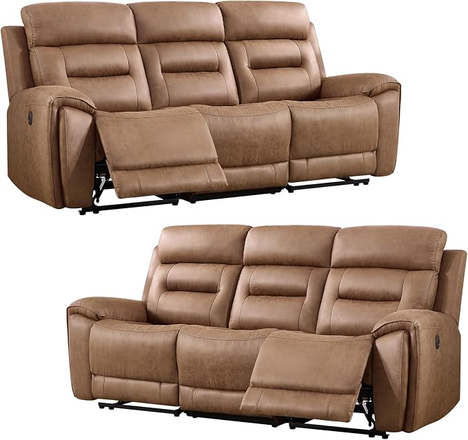 ANJ Power Oversized Reclining Sofa Couch Set of 2, Breathable Faux Leather - Image 8