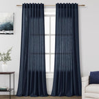 Navy Blue Curtains 80 Inches Length by Nanspring