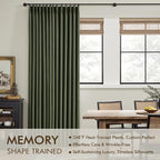 MIULEE Olive Green Pinch Pleated 100% Blackout Linen Curtains 40x84 Inches | - Image 3