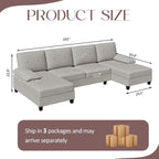 U-Shaped Sectional Couches for Living Room, 4 Seat Sofa - Image 2