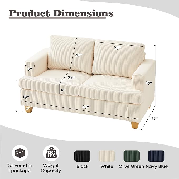 Apicizon Loveseat & 3 Seater Sofa Sets, 2 Piece Deep Seat Sleeper Sofa - Image 7