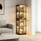 Display Cabinet with Glass Doors, Display Case with Lights and Human Body Sensor - Image 6
