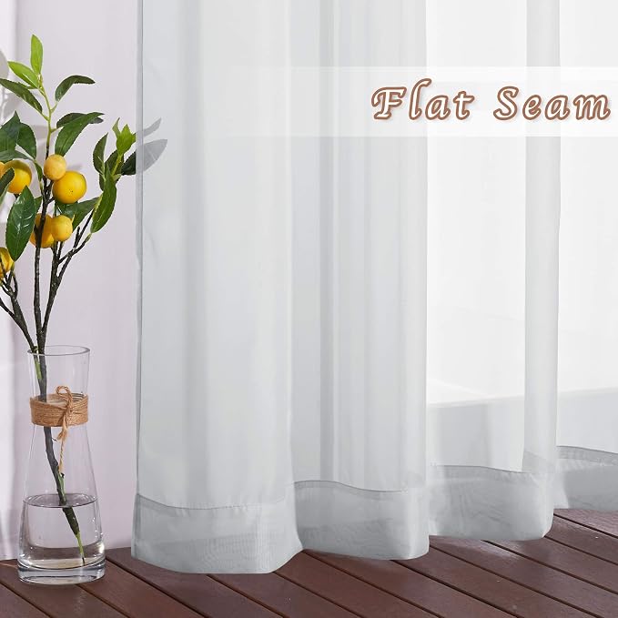NICETOWN Living Room Window Curtains Sheer Textured, Grommet Casual Voile Sheer - Image 6