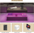 HedoAjim LED Coffee Table for Living Room, Living Room Table 2-Tier Square - Image 5