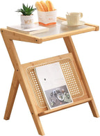 Tiita Rattan Side Table, Mid Century Nightstand, Bamboo Accent Bedside Tables by TiitaHome