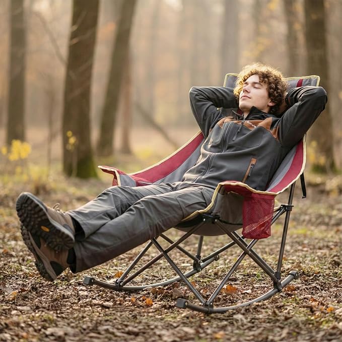 SUNNYFEEL Rocking Camping Chair Fully Padded Patio Folding Chair Portable - Image 2