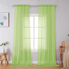 Simplebrand Lime Sheer Curtains 72 Inches Long 2 Panels - Image 5