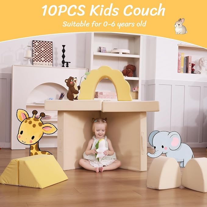 LOAOL Kids Couch 10PCS, Modular Kids Play Couch, Imaginative Convertible Play - Image 5