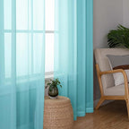 Aqua Sheer Curtains for Bedroom 54 Inch Length 2 Pcs, Rod Pockets Solid Color - Image 6