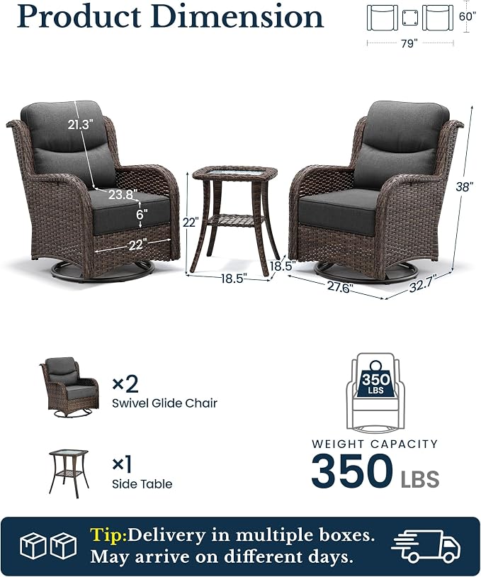 HILLGA 3-Piece Luxury Patio Furniture Set - Image 2