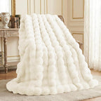 L'AGRATY Faux Rabbit Fur Throw Blanket - Image 2