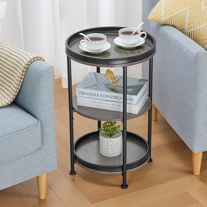 Dulcii Round Side Table with 3 Shelves - Image 8