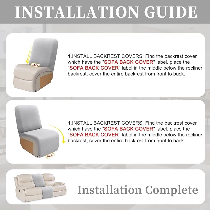100% Waterproof Sectional Recliner Couch Covers - Image 7