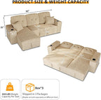 90 Inch Modular Sectional Sleeper Sofa Bed, 4 in 1 Pull Out Couch Bed - Image 3