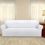 PureFit Stretch Oversized Couch Covers Fleece Sofa Slipcovers White | 1-Piece - Image 2