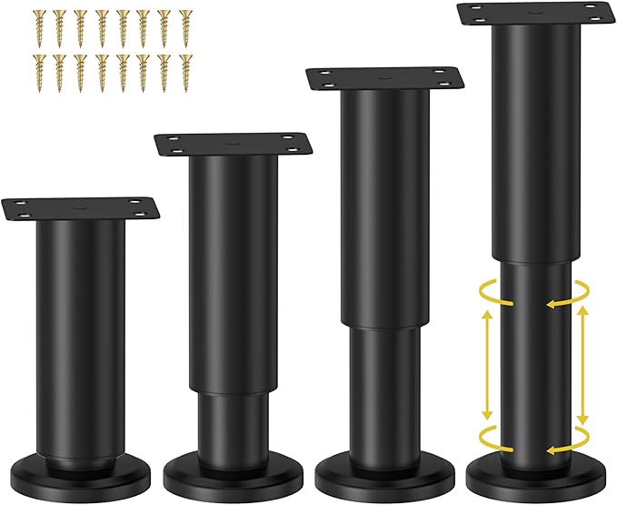 Wlrrcwdttc 4 Pcs Metal Adjustable Furniture Legs 4.72-7.08 inch, Adjustable by Wlrrcwdttc