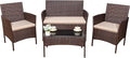 Devoko 4 Pieces Outdoor Patio Furniture Set, PE Rattan Wicker Chairs Balcony by DEVOKO