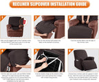 VANSOFY Oversized Recliner Chair Cover, 4-Pieces Stretch Recliner Covers - Image 3
