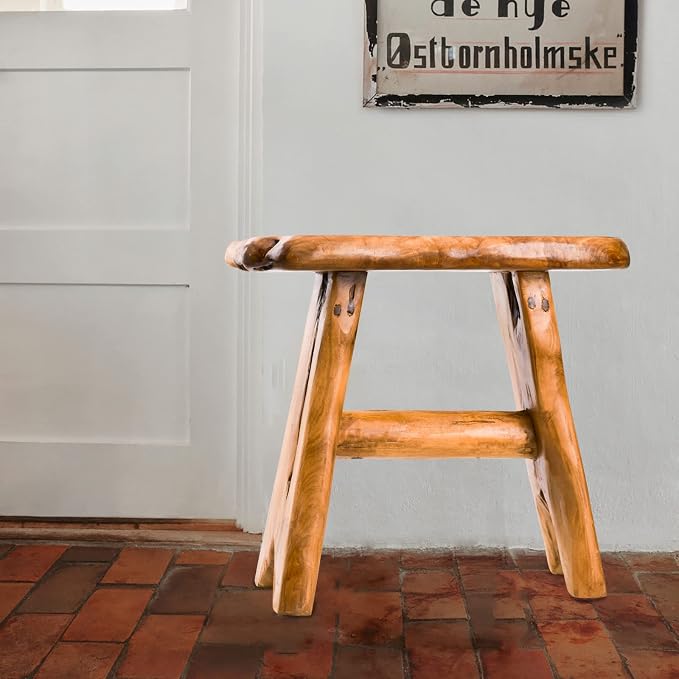 Wood Step Stool, Unique Design Live Edge Wood Stool, Freeform Natural Plant - Image 6