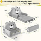 Kids Sofa Bed with Removable Washable Cover & Magic-Tape Backrest – Foldable - Image 3