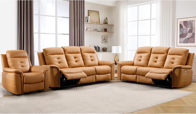 ANJ 3-Piece Faux Leather Power Recliner Sofa Set by ANJ