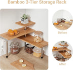 3-Tier Corner Shelf, Bamboo & Metal Storage Rack - Image 5