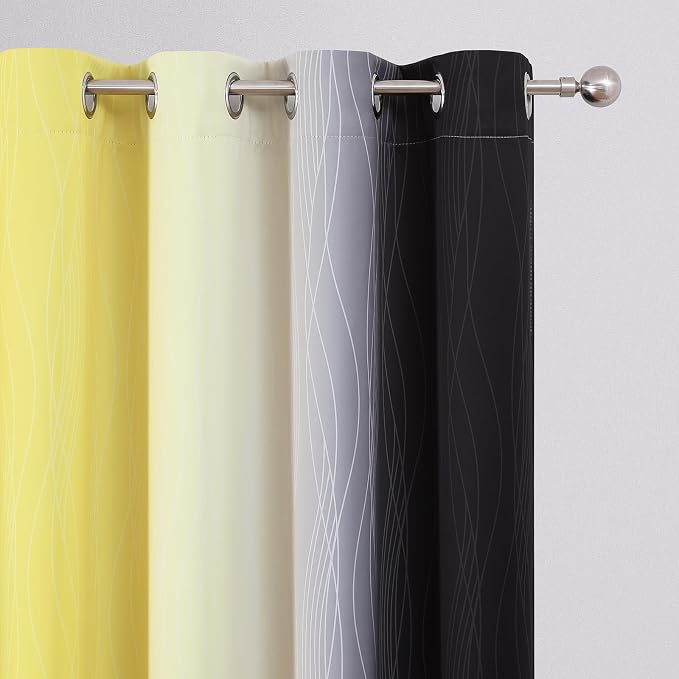 Black and Yellow Ombre Blackout Curtains 72 Inches Long | Room Darkening - Image 4