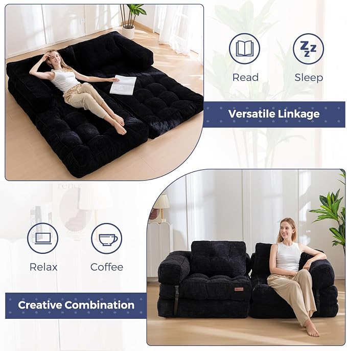 MAXYOYO Folding Sofa Bed, L-Shaped Convertible Sofa - Image 5