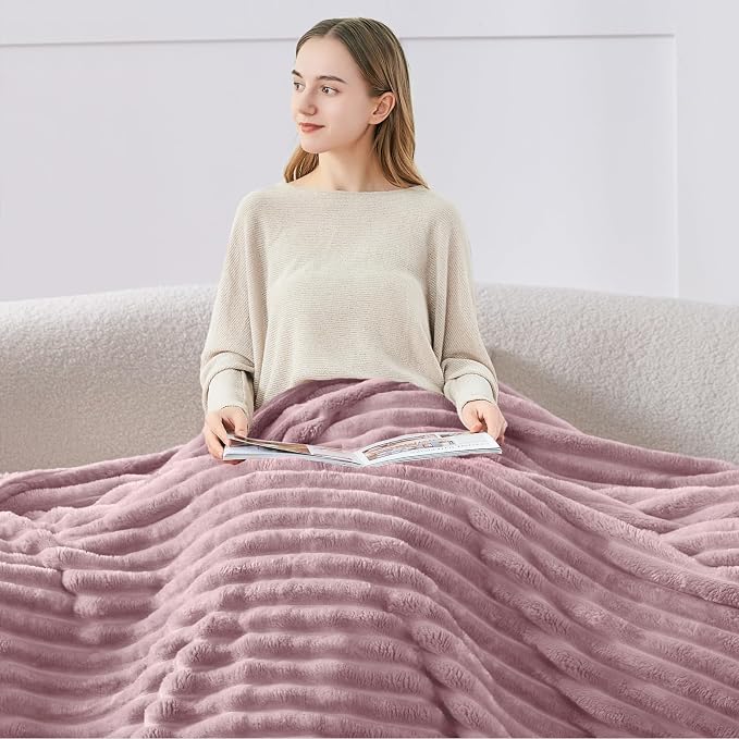 BEDELITE Ribbed Twin Blanket for Couch & Bed, Berry Purple, Warm Yet Lightweight - Image 6