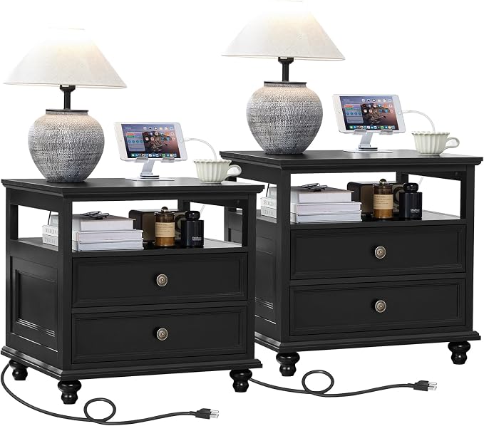 Joaxswe Farmhouse Nightstand Set of 2 by Joaxswe