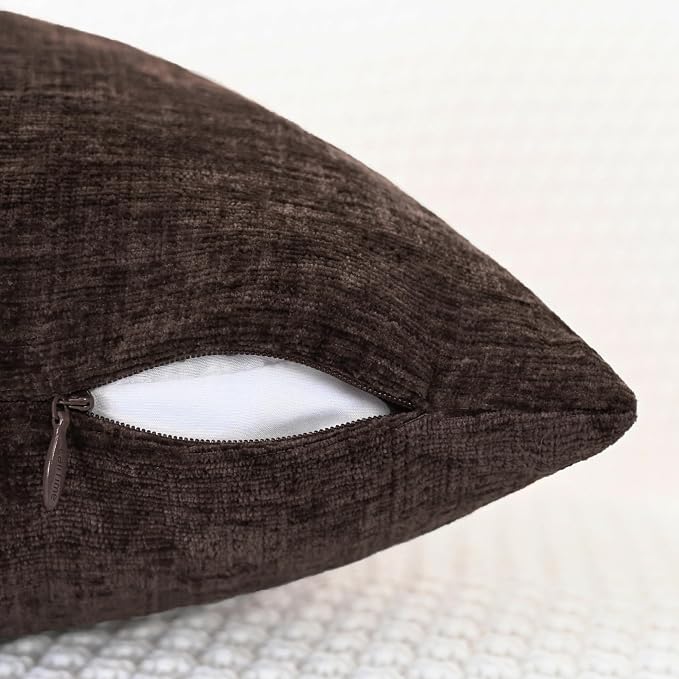 CaliTime Decorative Couch Throw Pillow Covers 16 X 16 Inches Coffee | Pack of 2 - Image 3