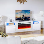 oneinmil 80” TV Stand with 36” Electric Fireplace, Large Modern Media - Image 2