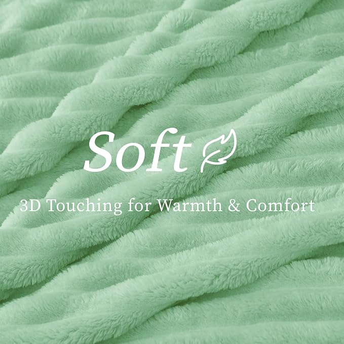 BEDELITE Ribbed Twin Blanket for Couch & Bed, Light Green, Warm Yet Lightweight - Image 4