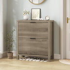 YOMILUVE Shoe Cabinet Storage for Entryway, Fluted Shoe Cabinet - Image 8