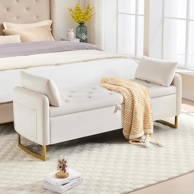 48" End of Bed Bench, Modern Storage Benches by HOMYKA