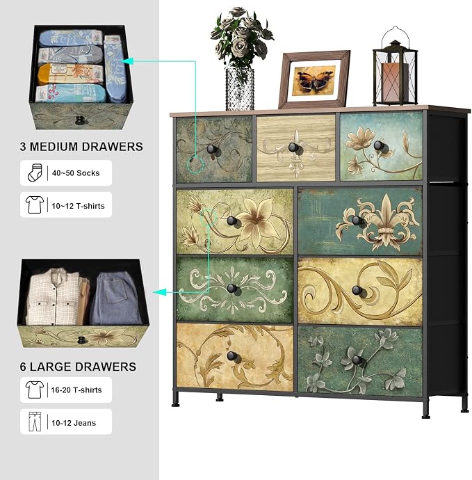 Tohomeor Dresser with Drawers for Bedroom Chest of Drawers Fabric Dresser for - Image 6