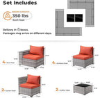 ovios 12 Pieces Patio Furniture Set, Outdoor Wicker Sectional Sofa - Image 8