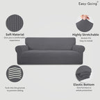 Easy-Going Stretch 4 Seater Oversized Sofa Couch Cover Gray | 1-Piece Extra - Image 3