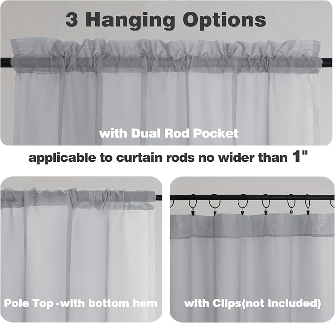 Chyhomenyc Cream Sheer Curtains 84 Inches Long 2 Panels, Light Filtering Cream - Image 6