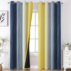 Navy Blue and Yellow Ombre Blackout Curtains by ESTELARTEXTILER