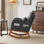 VINGLI Grey Linen Nursery Rocking Chair - Image 6