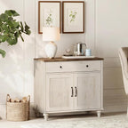 WAMPAT Buffet Cabinet with Doors & Drawer, Large Coffee Bar Table Wood Kitchen by WAMPAT