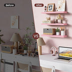 BAYKA Pink Floating Shelves for Wall Set of 3, 15.7in Wood Wall Shelves for - Image 6