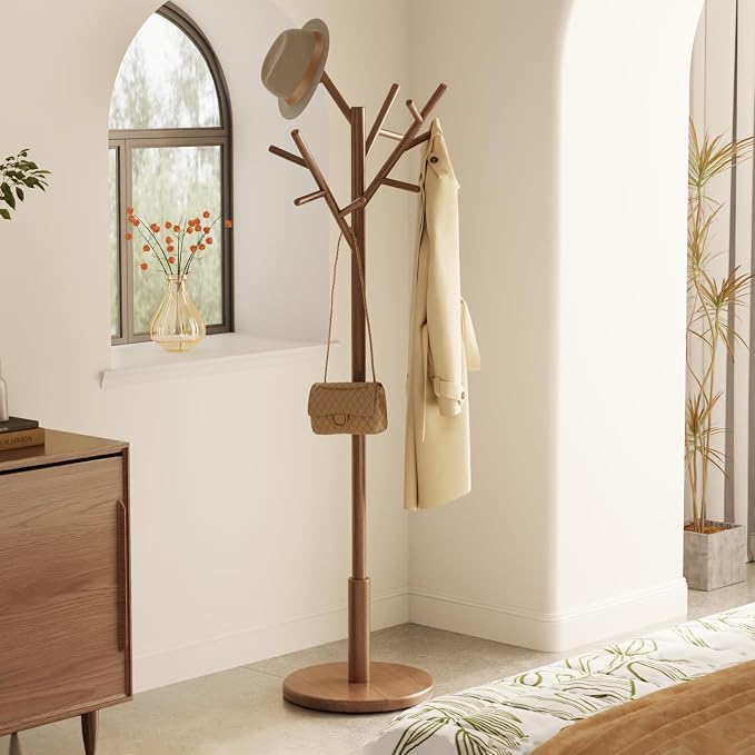 Muwuele Coat Rack, Solid Wood Coat Rack Freestanding - Image 3