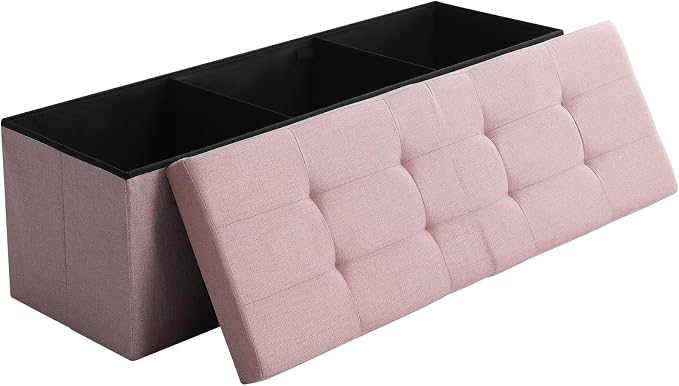 45.3 Inches Storage Ottoman Bench Foldable Seat Footrest Shoe Bench End of Bed by CUYOCA-MakeYouFeelComfort