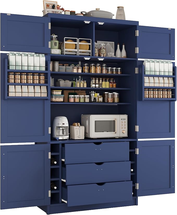 VilroCaz 80.1'' Tall Freestanding Kitchen Pantry Storage Cabinet Cupboard - Image 5