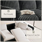Belffin Plush Corduory Sectional Sleeper Sofa - Image 4