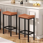 HOOBRO Bar Stools, Counter Height Stools, Saddle Barstools - Image 2